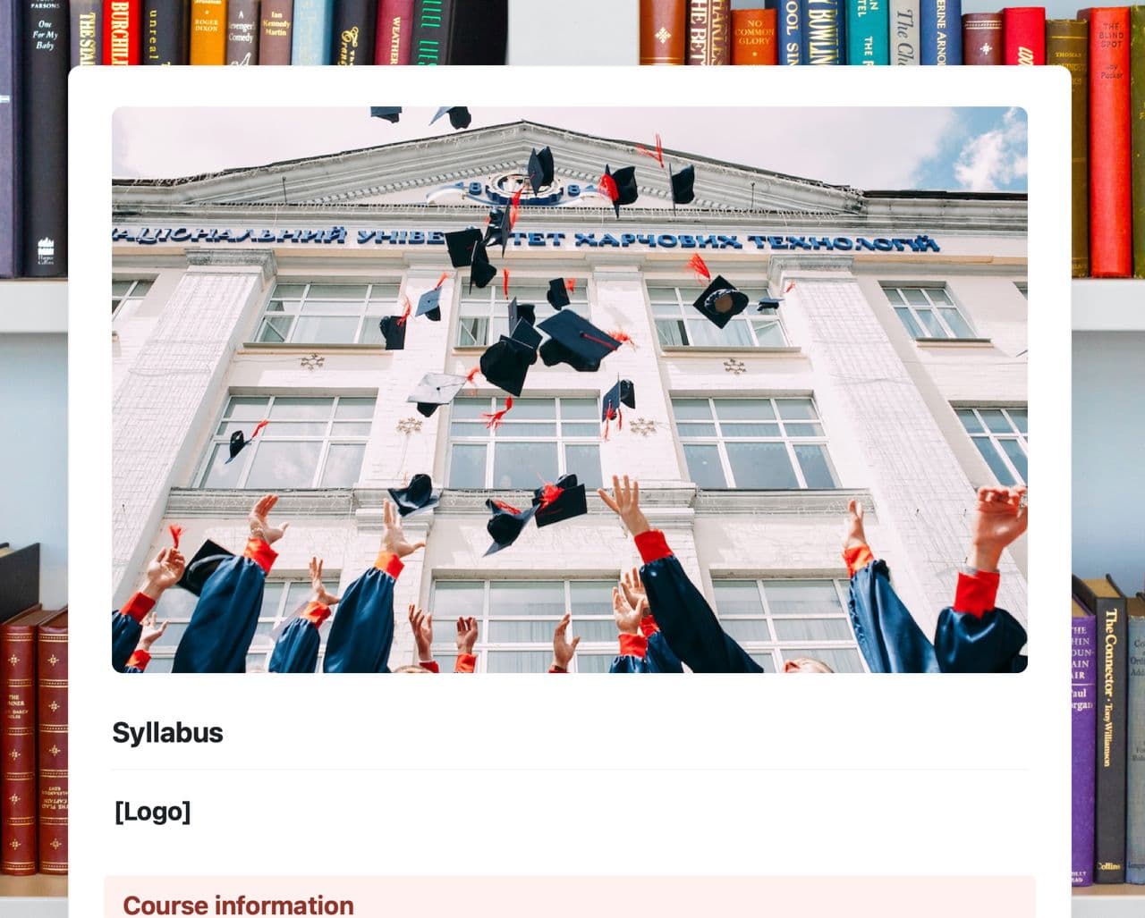 Syllabus template in Craft