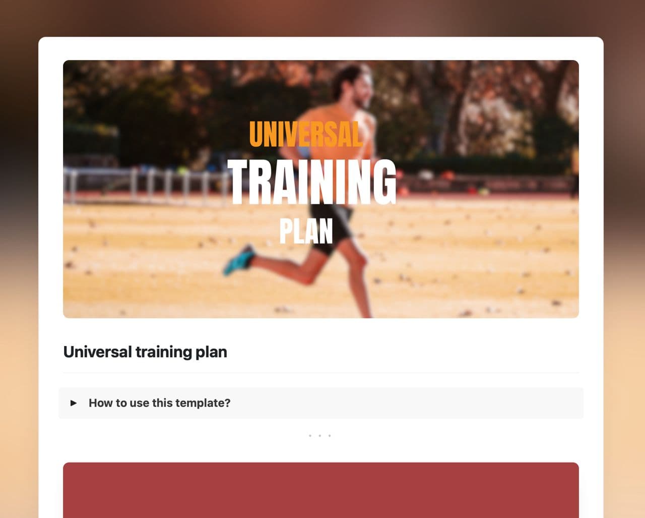 Craft Free Template: Universal training plan