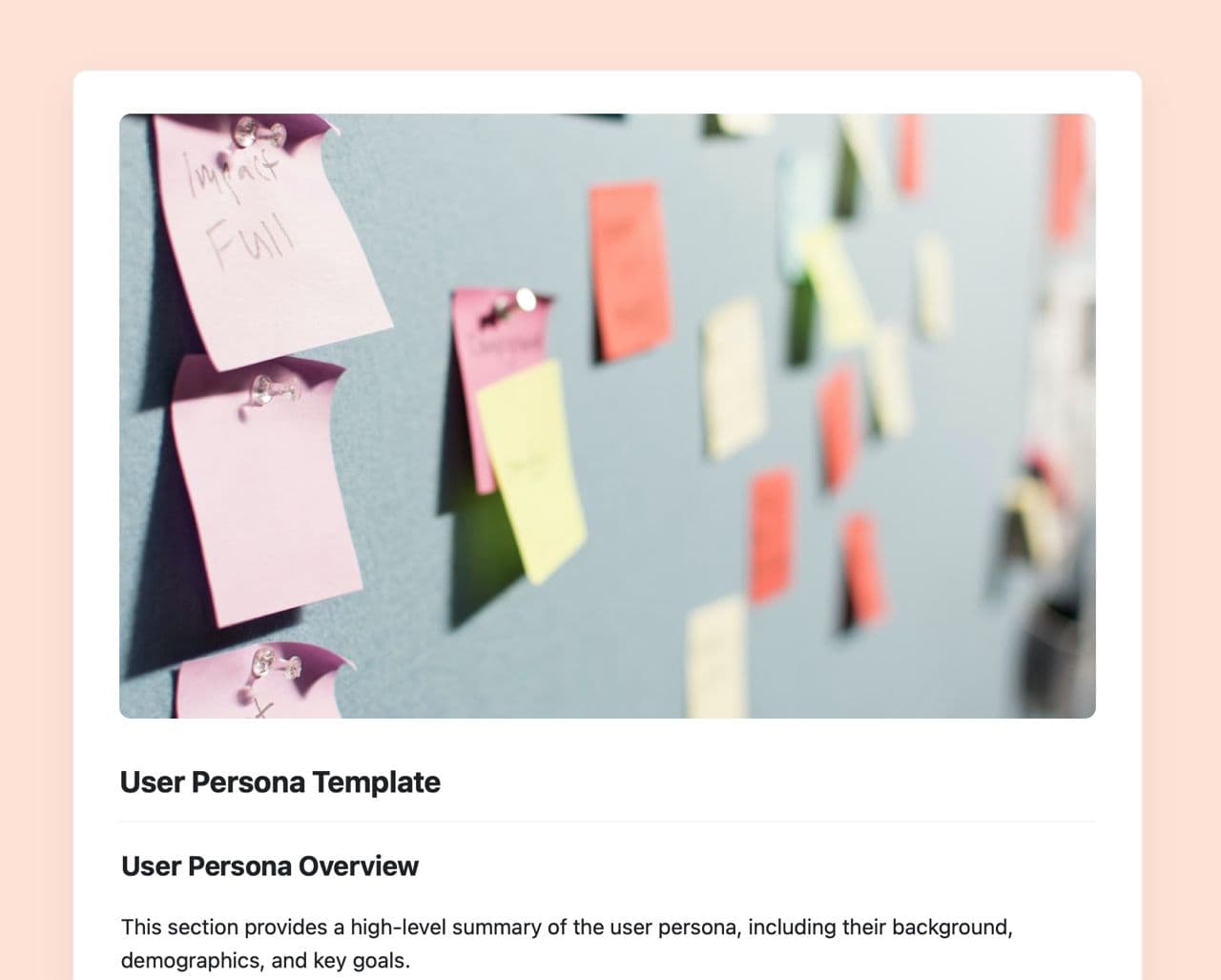 Craft Free Template: User persona