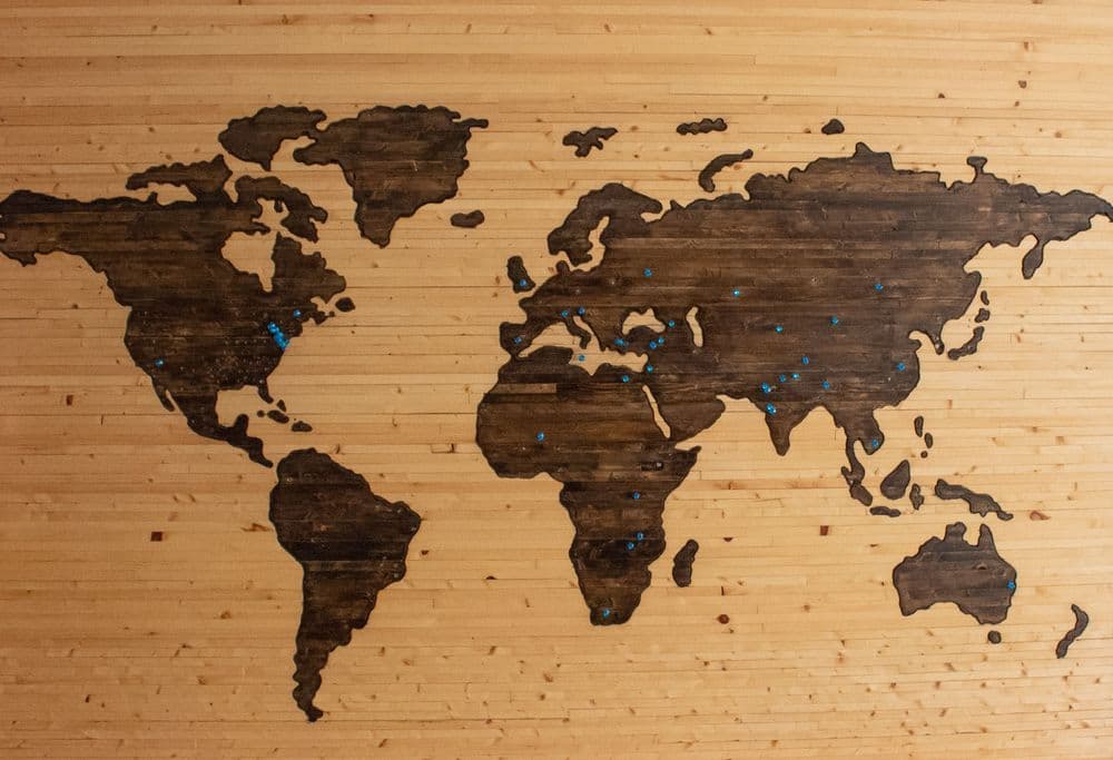 Map of world illustrating best places where freelancers can work