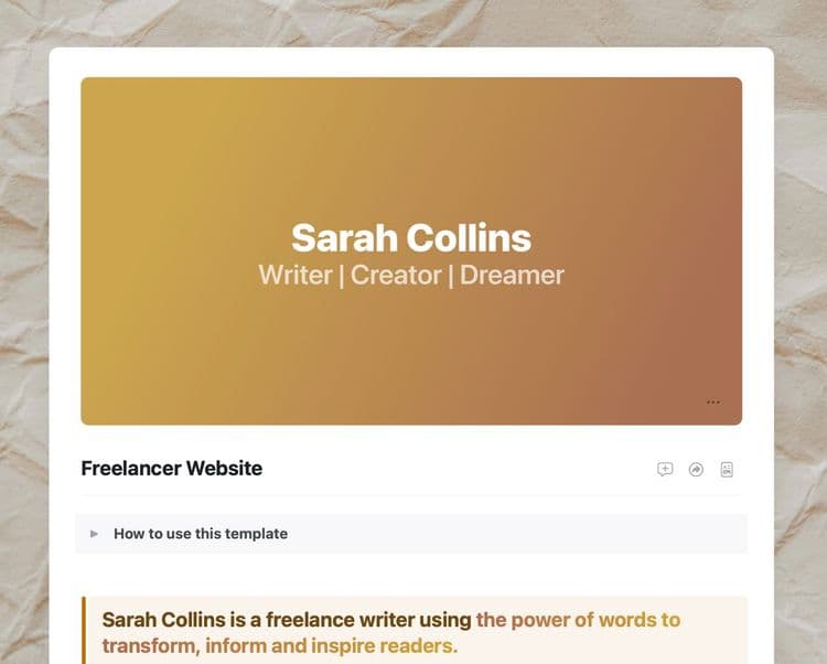 Craft Free Template: Freelancer Website Template (Sand)