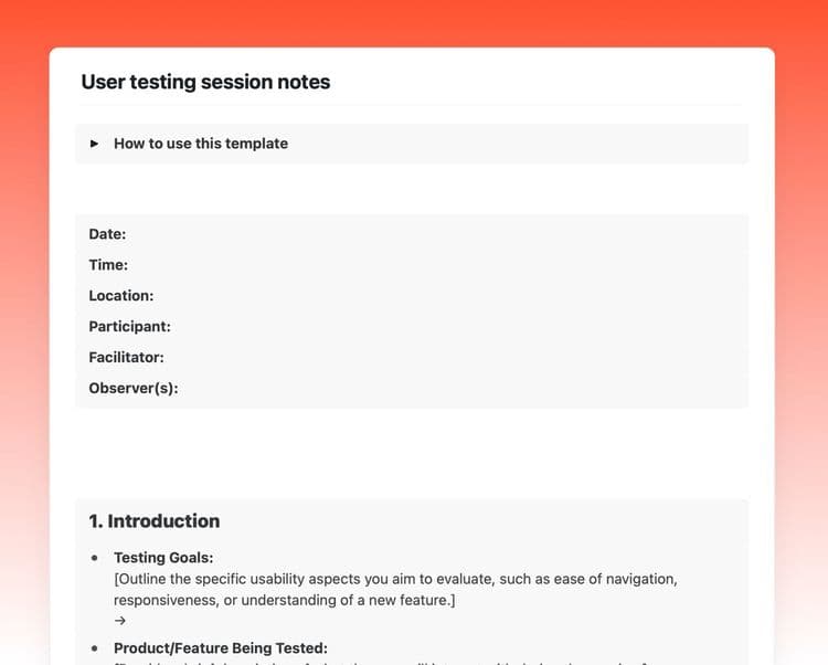 User testing session in Craft showing instruction and meeting details.