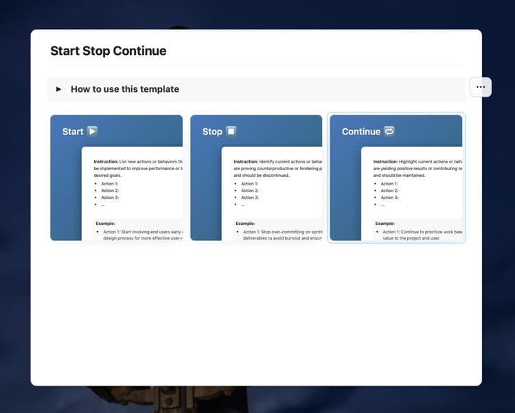 Craft Free Template: Craft's Start, Stop, Continue template