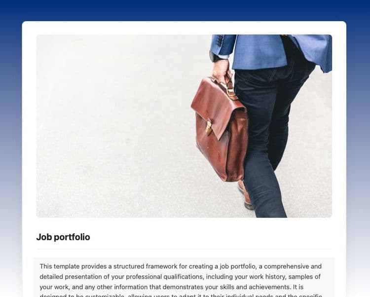 Craft Free Template: Learn to showcase career achievements and set clear goals with our streamlined job portfolio template.