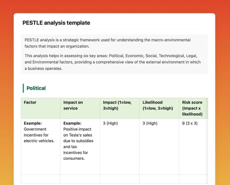 Craft Free Template: PESTLE analysis in craft