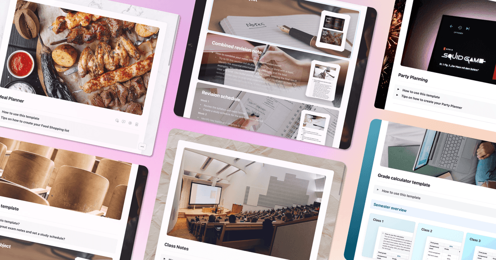 Previews of five Craft templates for students.