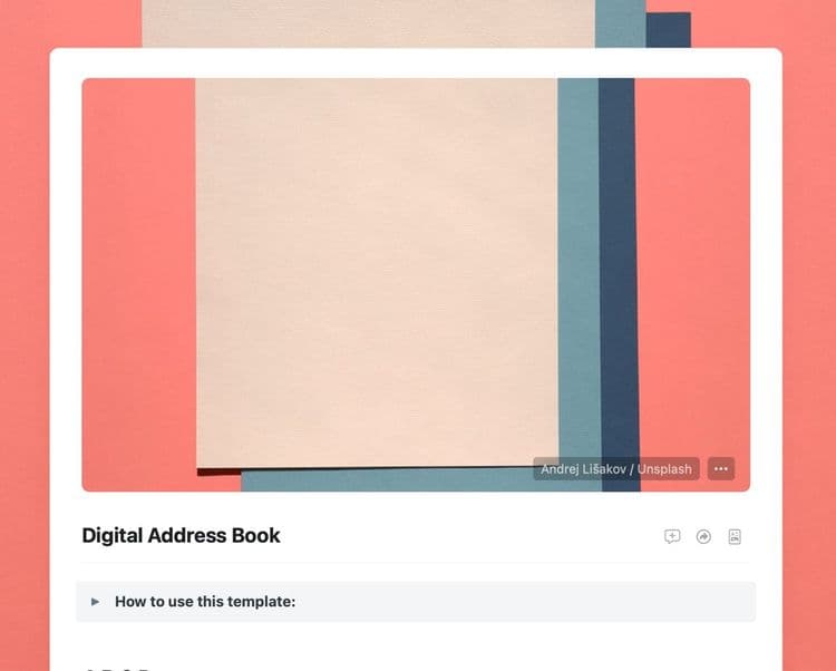 Craft Free Template: Digital Address Book