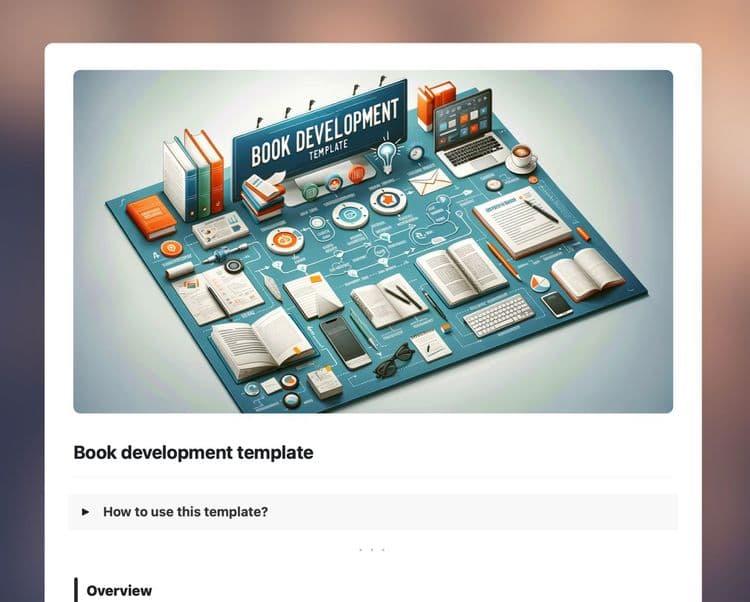 Craft Free Template: Book development template in Craft showing instructions and overview.