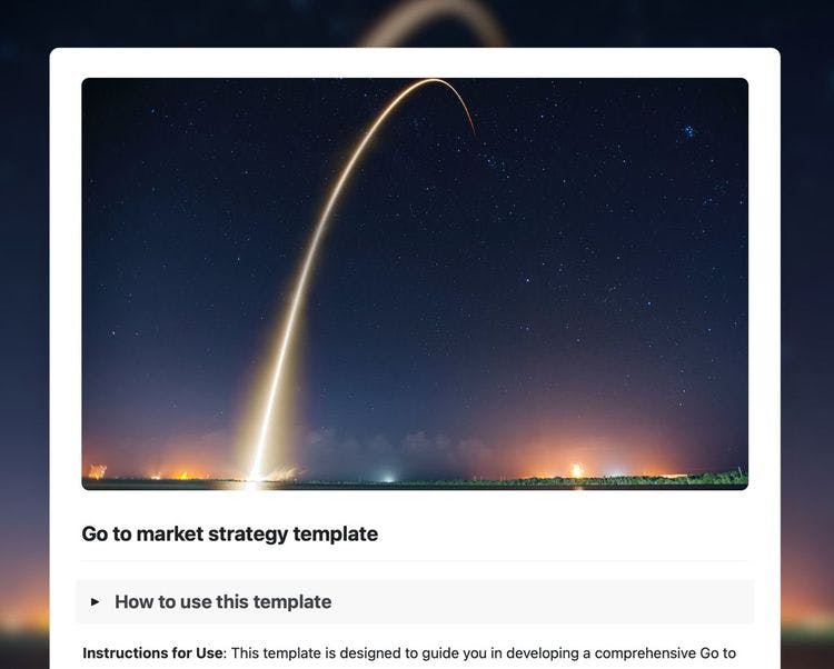 Go to market strategy template in Craft