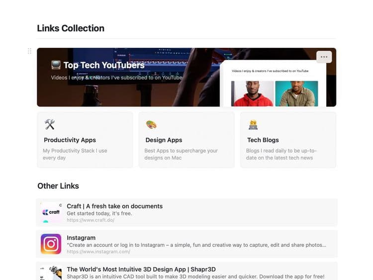Craft Free Template: Links Collection
