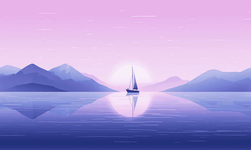 Team on a boat sailing toward an island.