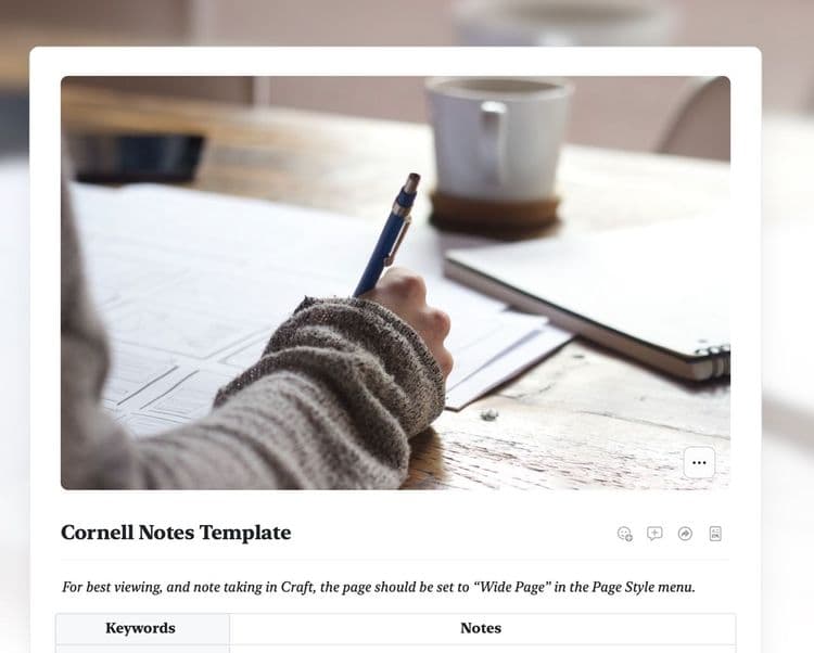 Cornell Note-Taking Method in Craft Docs