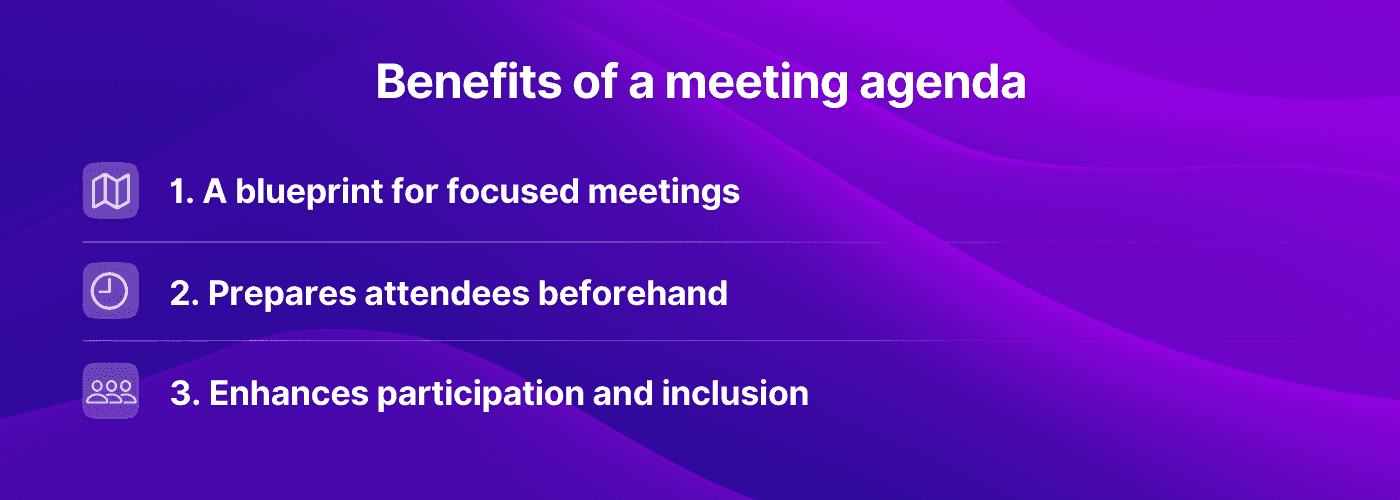 List of benefits of meeting agendas