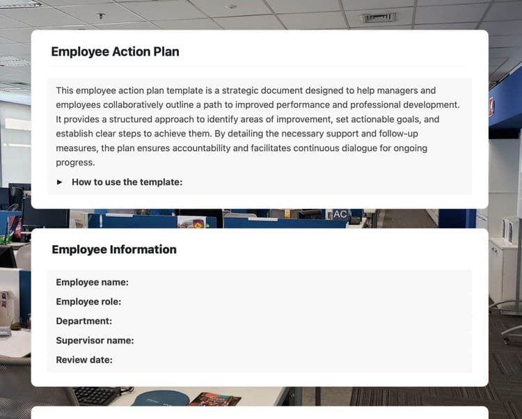 employee action plan in craft