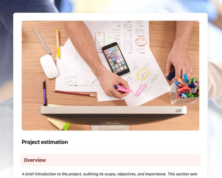 Craft Free Template: Project estimation in craft