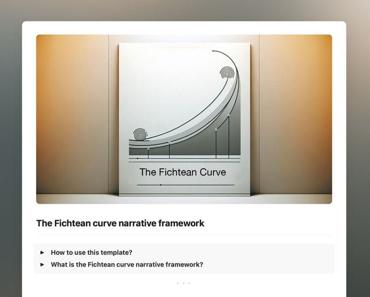 The Fichtean curve narrative framework template in craft showing instructions and information about the Fichtean curve.
