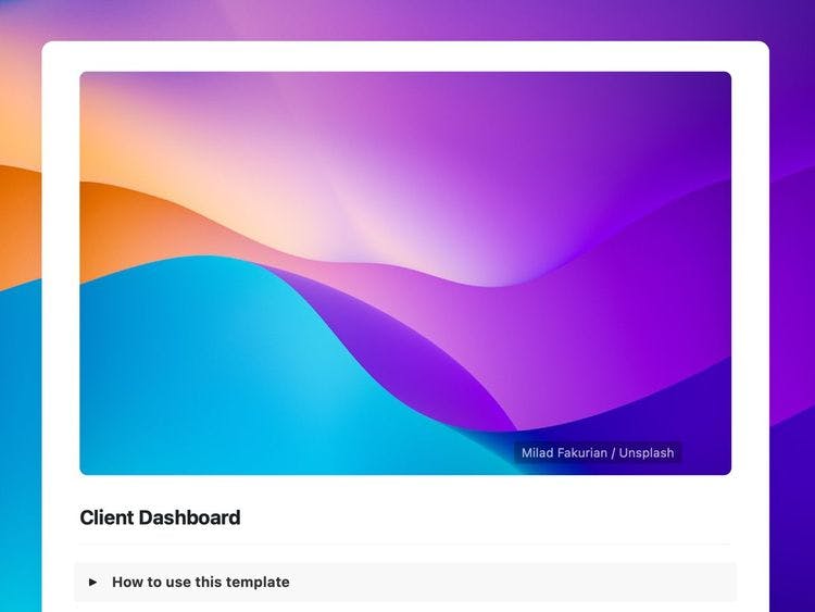 Craft Free Template: Client Dashboard Template Swirl