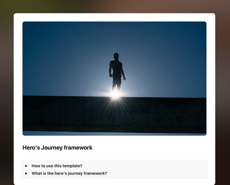 Craft Free Template: Hero's Journey framework template in Craft.