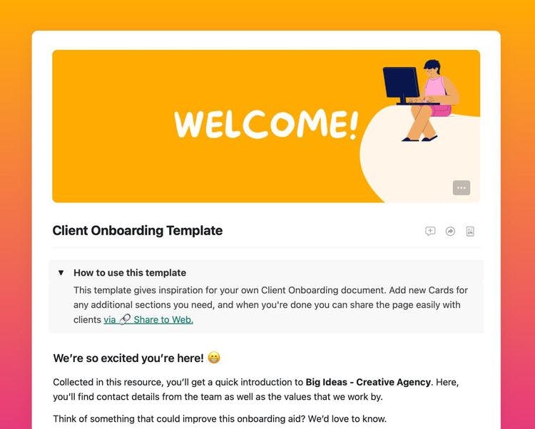 Craft Free Template: New Client Onboarding Template