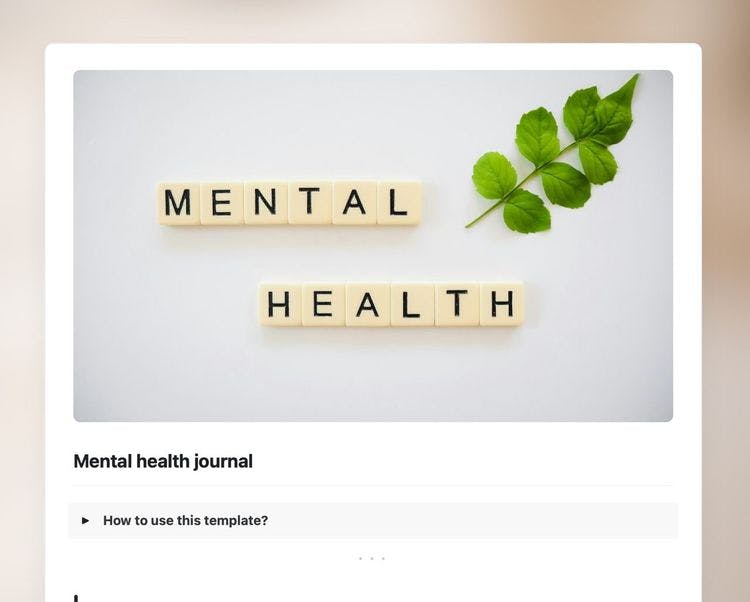 Mental health journal template in Craft.