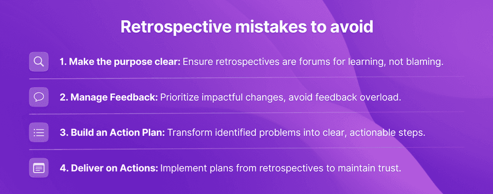 Infographic displaying 4 spring retrospective mistakes to avoid