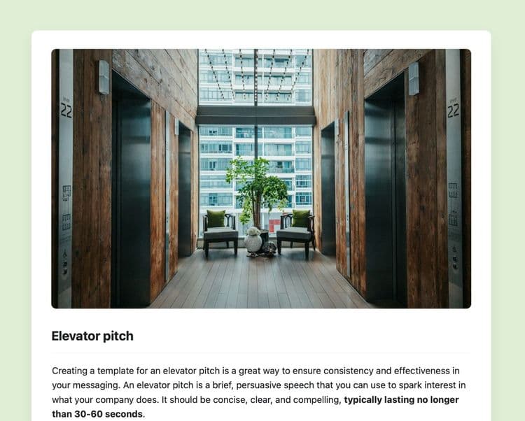 Elevator pitch in craft