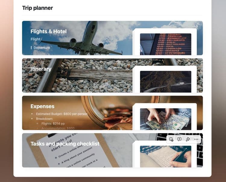 trip cost planner template