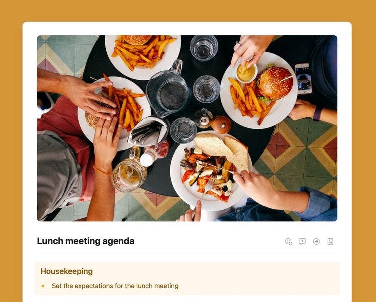 Craft Free Template: Lunch meeting agenda template