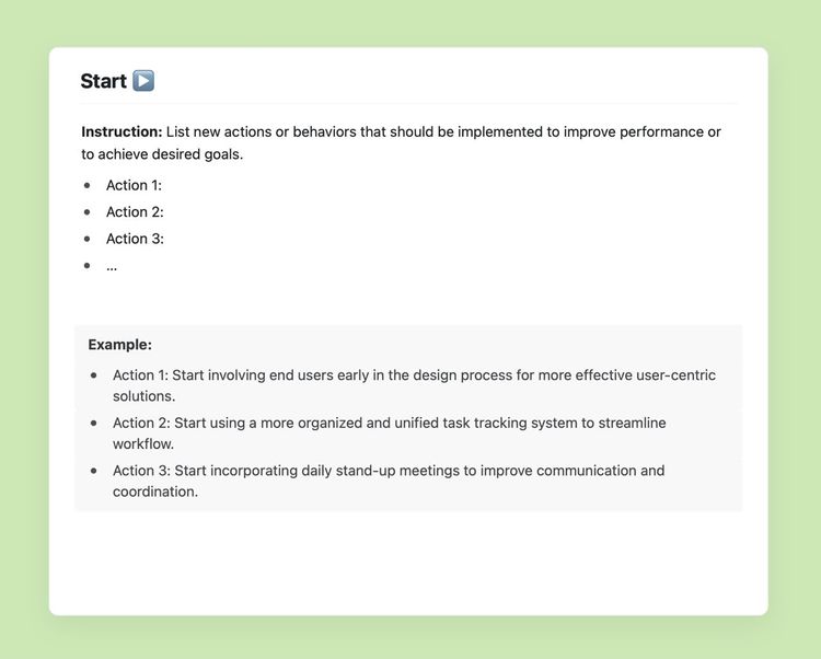Start stop continue retrospective | Free Craft Template
