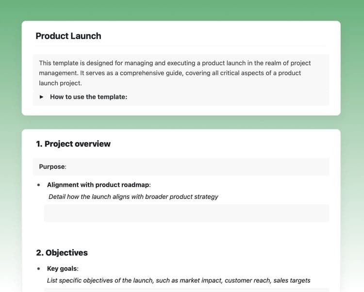 Craft Free Template: Product launch in craft