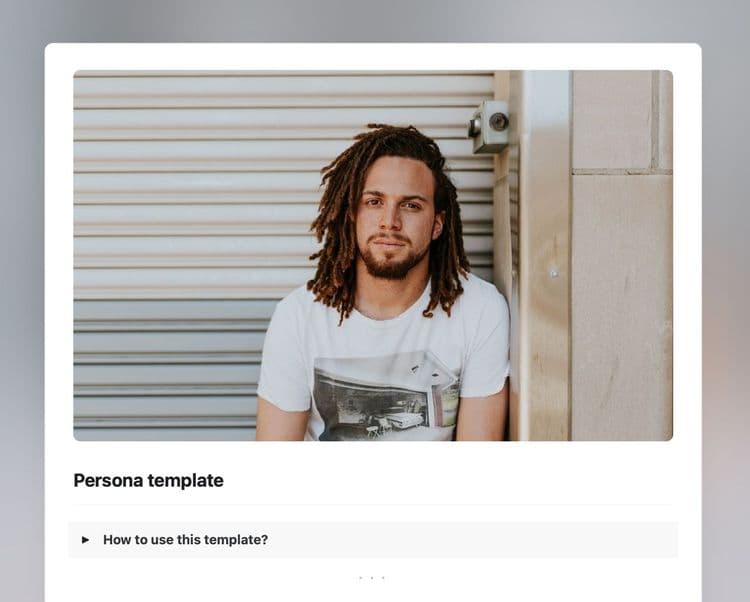 Persona template in Craft showing instructions.