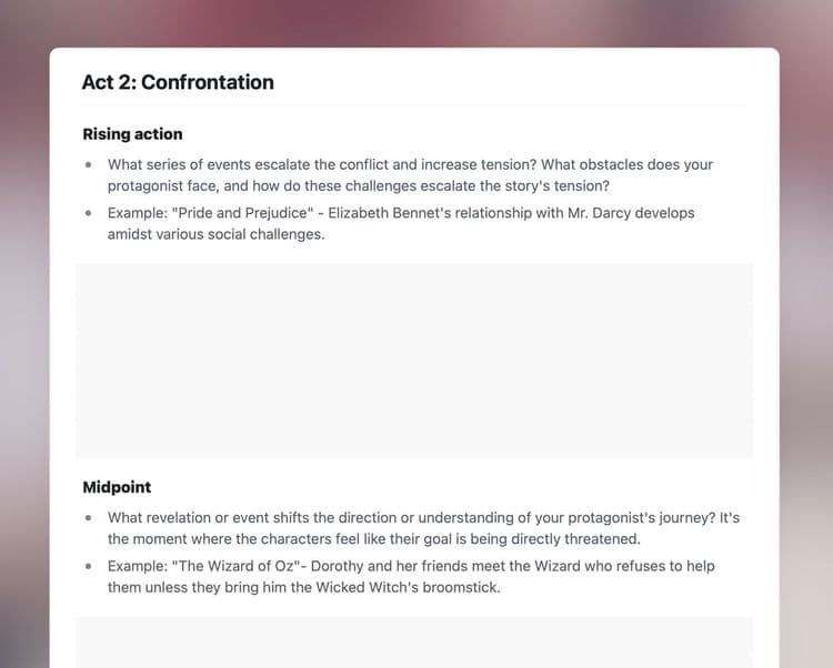 Three-act structure template | Free Craft Template