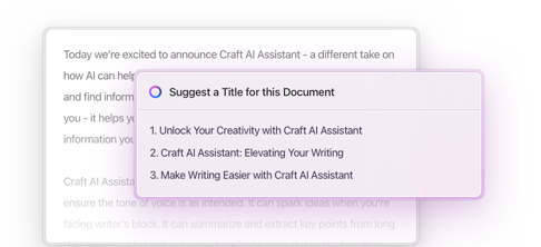 The Craft AI Assistant suggesting names for a document 