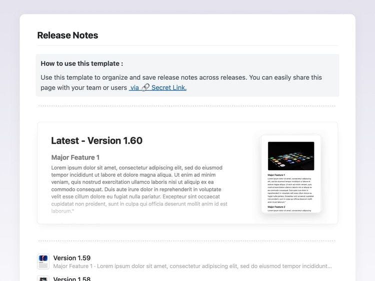 Free release notes template
