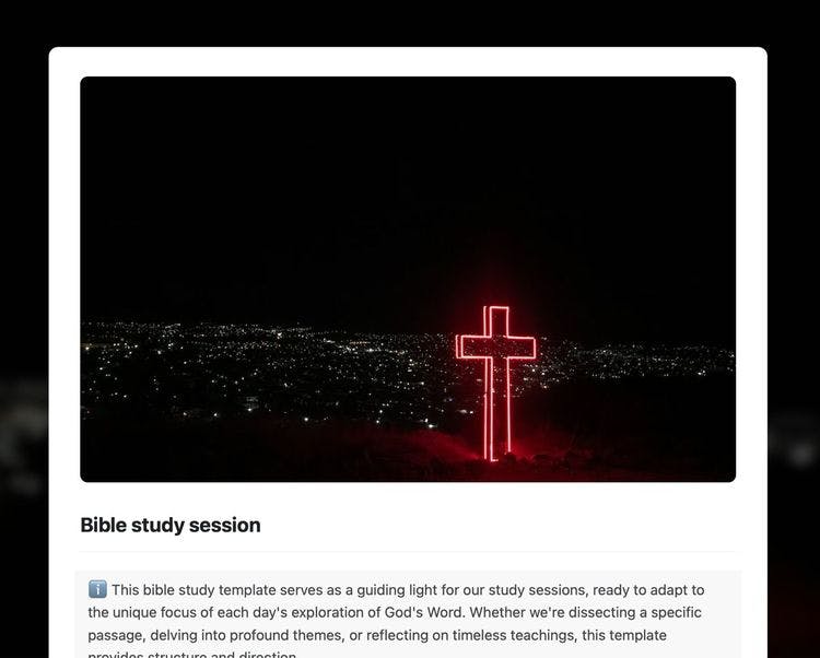Bible study session template in Craft showing instructions.