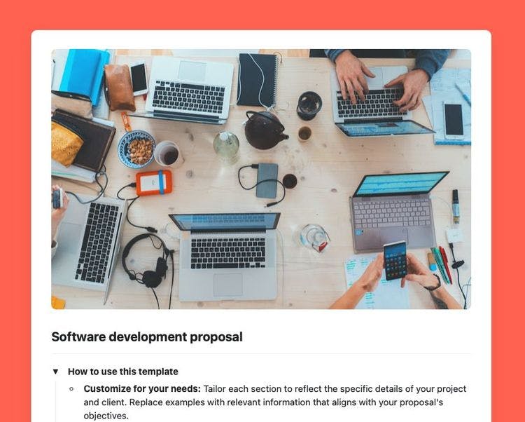 Craft Free Template: Software development proposal in Craft