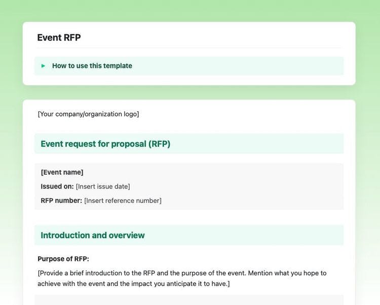 Craft Free Template: Event RFP in Craft
