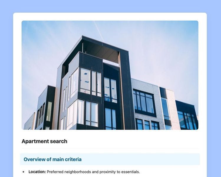 Apartment search in Craft