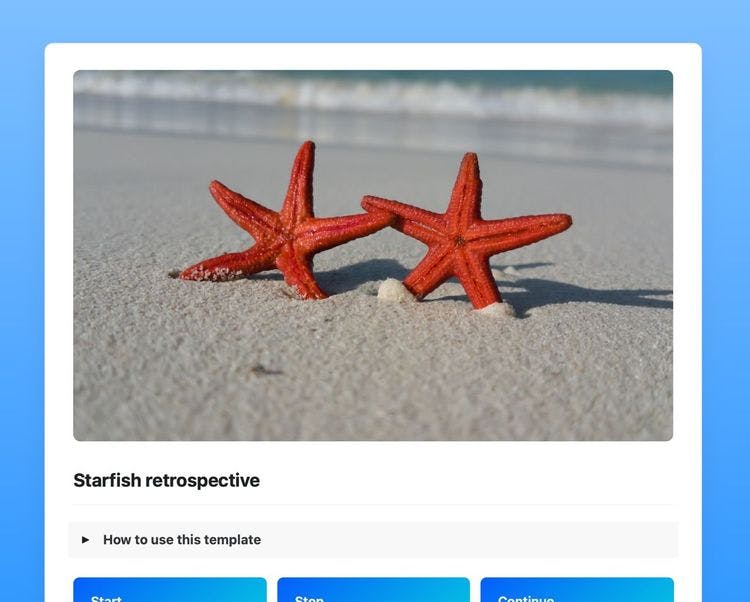 Starfish Retrospective template in Craft