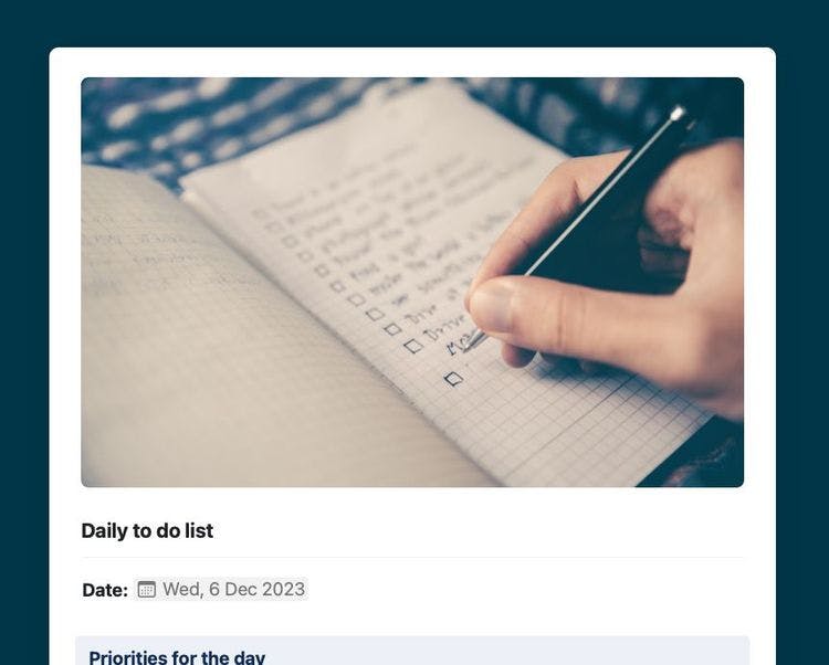 Craft Free Template: Daily to-do list in Craft