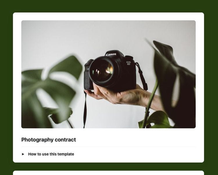 Craft Free Template: Photography contract in Craft