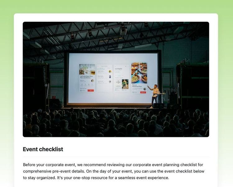 Event checklist in Craft