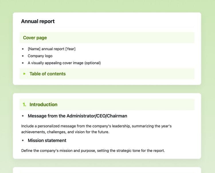 Craft Free Template: Annual report in craft
