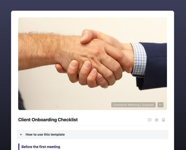 Craft Free Template: Client Onboarding Checklist