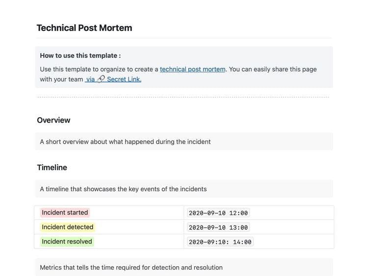 Craft Free Template: Technical Post Mortem