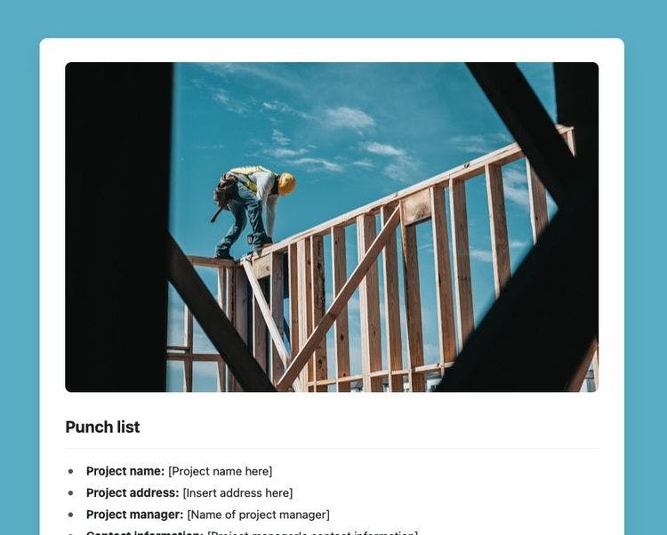 Craft Free Template: Punch list in Craft