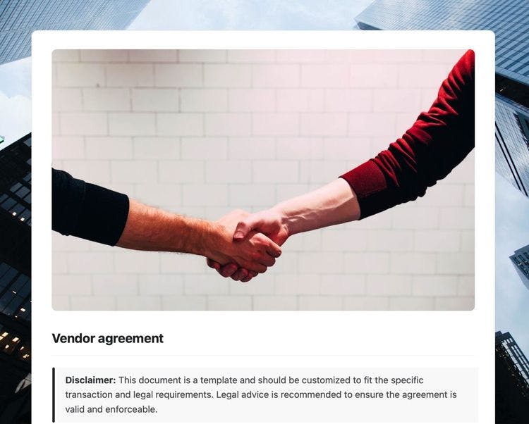 Craft Free Template: Vendor agreement in craft