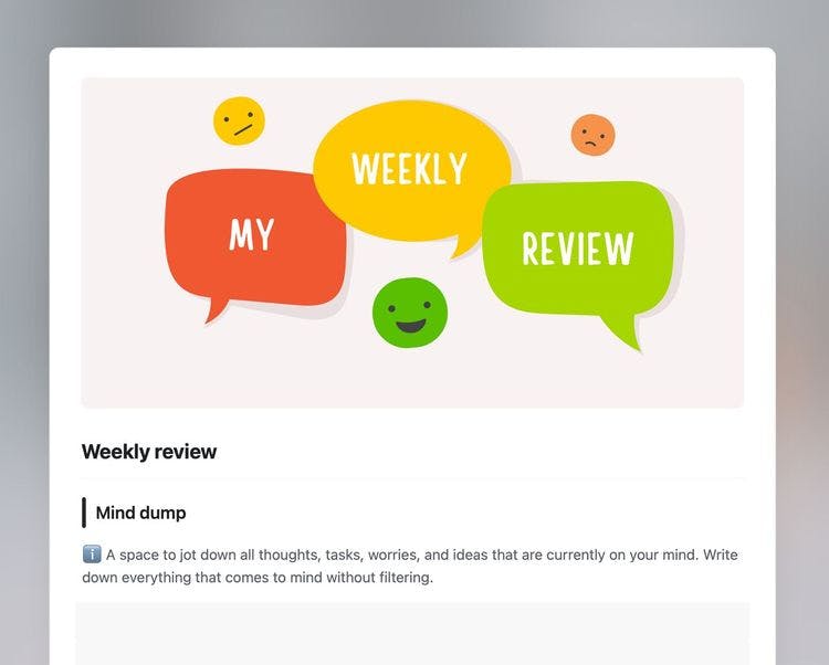 Craft Free Template: Align your week with your goals using our weekly review template – a clear, simple tool for planning and personal growth.
