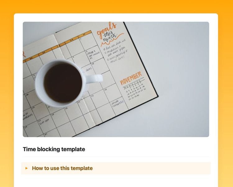 time-blocking template in craft 