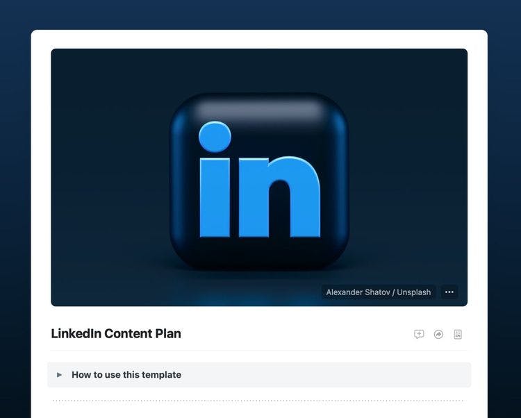 Craft Free Template: Maximize your presence on LinkedIn. Use this content plan template to grow your network.